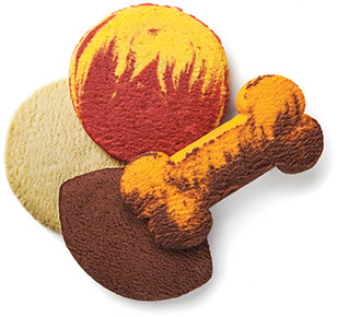 Sports Fan Favorite Cookies football, baseball, basketball shaped cookies and Dawg Bone Cookies